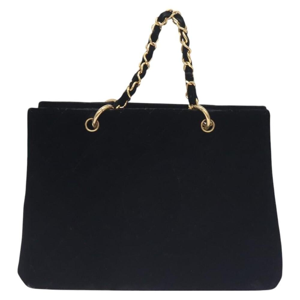 Chanel Matelasse CC Logo Chain Handbag Velor Black